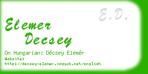 elemer decsey business card